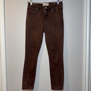 Dear John Jeans Sz 25 Denim‎ Mid Rise Skinny Gisele Dark Oak EUC BROWN BRICK RED